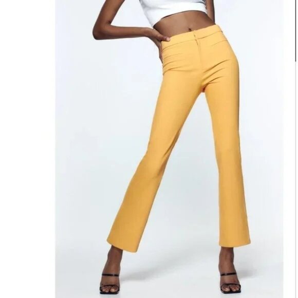 ZARA Mini Flare Tangerine Chino Pants 3067 542 Women’s Sz. L - Picture 5 of 9
